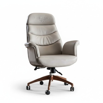 BÃ¼rostuhl Beige Leder Edelstahl Arbeitszimmer BÃ¼ro MÃ¶bel Luxus Einrichtung Neu