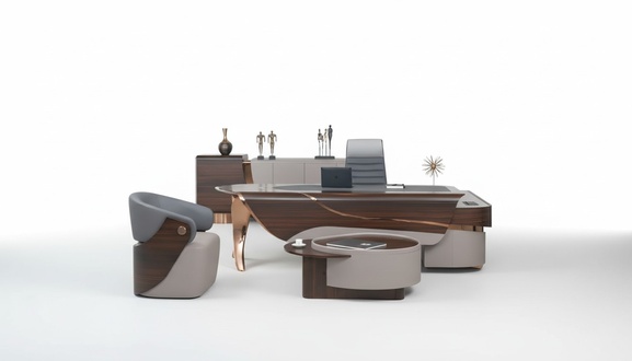 BÃ¼rotisch BÃ¼romÃ¶bel Modern KomplettbÃ¼ro Schreibtisch Set 4tlg Holz Braun BÃ¼ro