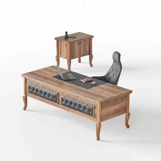 BÃ¼rotisch Chefsessel Kommode BÃ¼roeinrichtung Braun Schwarz Klassisch