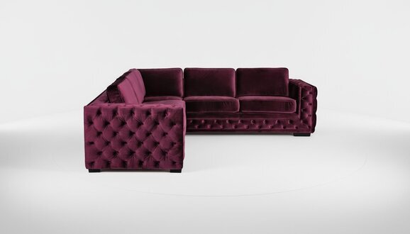 Burgund Ecksofa Chesterfield Samt Stoff MÃ¶bel Neu Wohnzimmer Modern Design Sofa