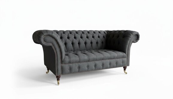 Chesterfield 2 Sitzer Couch Polster Sitz Textil Stoff Leder Couchen