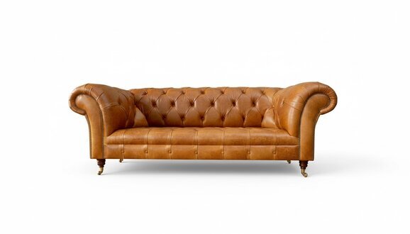 Chesterfield 3 Sitzer Couchen Nussbraun Modern Design Leder Sofa Kreative MÃ¶bel