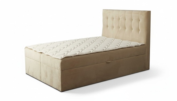Chesterfield Bett beige Schlafzimmer HolzmÃ¶bel Design elegant Polsterung Stoff