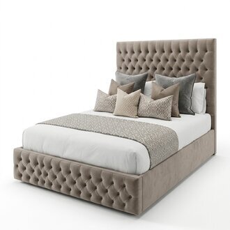 Chesterfield Bett Design Englisches Schlafzimmer Betten 200x200cm Textil