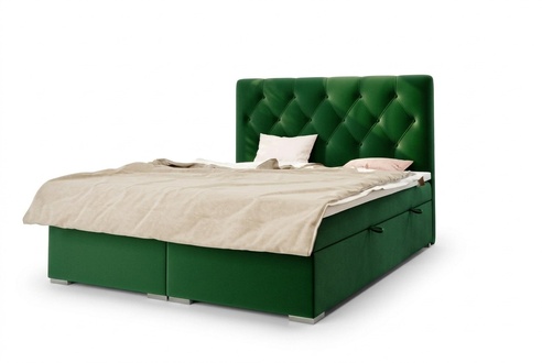 Chesterfield Boxspring Bett Hotel Doppel Deko Komplett Set Matratze Topper