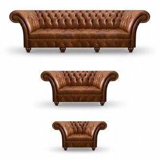 Chesterfield Braune Ledergarnitur Exklusive Couchen Designer Lehnsessel