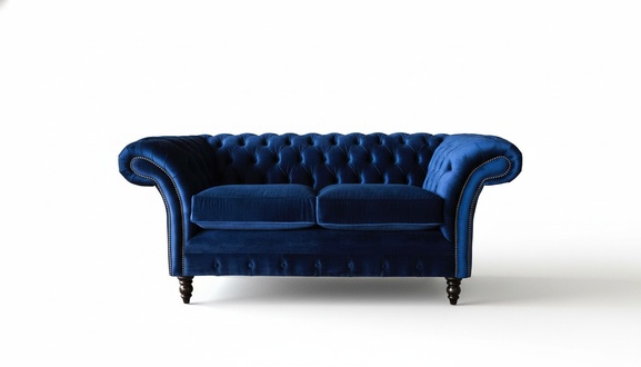 Chesterfield BÃ¼ro SitzmÃ¶bel Einrichtung Sofa Couch 2 Sitz Textil Blaue