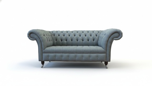 Chesterfield BÃ¼ro SitzmÃ¶bel Einrichtung Sofa Couch 2 Sitz Textil Grau