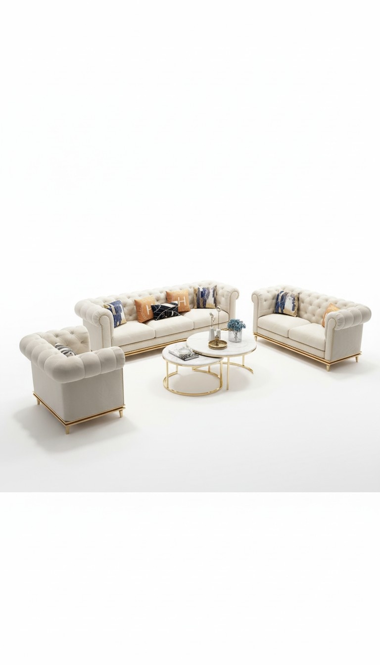 Chesterfield Couch Polster Sofagarnitur Klassische Wohnzimmer MÃ¶bel Stoff