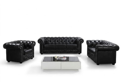 Chesterfield Design Luxus Polster Sofa Couch Sitz Garnitur Leder 3 Sitzer #606