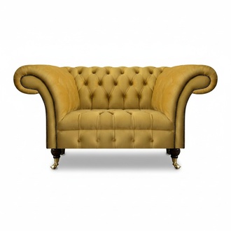 Chesterfield Designer Zweisitzer Sofa Couch Wohnzimmer Luxus Gelb Polstersofa