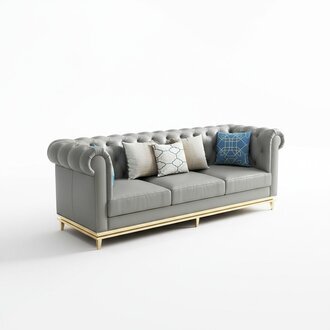 Chesterfield Edelstahl Couch Sitz Garnitur Leder Wohnzimmer Polster Sofa