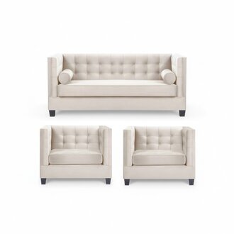 Chesterfield Garnitur Gruppe Sessel Beige Stoff Couchen MÃ¶bel Sofagarnitur Neu