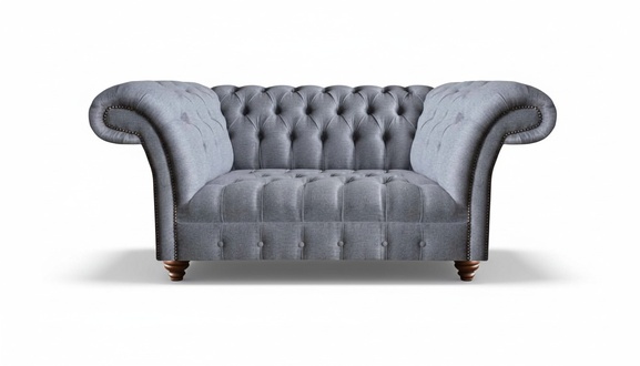 Chesterfield Grau PolstermÃ¶bel Textil Zweisitzer Sofa Couch Wohnzimmer