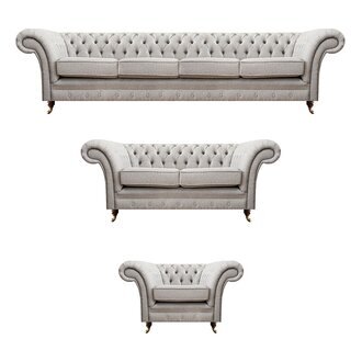 Chesterfield Grau Set Luxus PolstermÃ¶bel Sofas Komplett Wohnzimmer