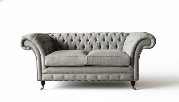 Chesterfield Grau Sofa 2 Sitz Couch Holz MÃ¶bel Dreisitzer Couchen Neu