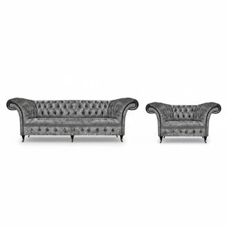 Chesterfield Grau Sofa Dreisitze Couch Wohnzimmer Sessel PolstermÃ¶bel