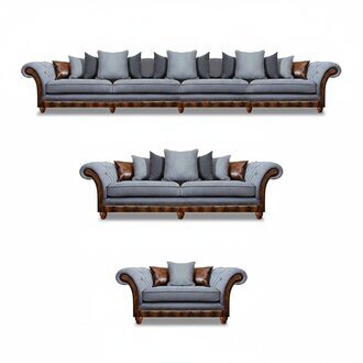 Chesterfield Grau Sofagarnitur 3tlg Moderne Couchen LuxuriÃ¶se Wohnzimmer