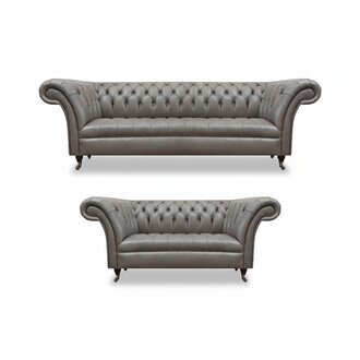 Chesterfield Graue Ledercouchen Designer Wohnzimmer Polster SitzmÃ¶bel