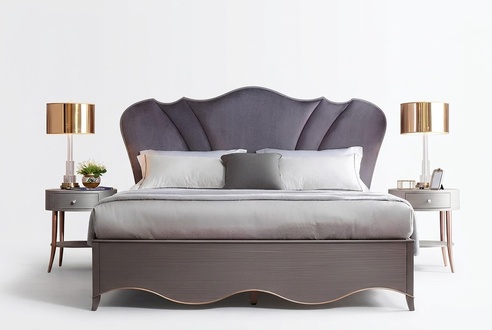 Chesterfield Hotel Doppel Stoff Bett Schlafzimmer Polster Luxus Betten 180x200cm
