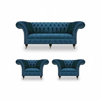 Chesterfield Modern Set 3tlg Luxus Sofas Komplett Einrichtung Sessel SitzmÃ¶bel