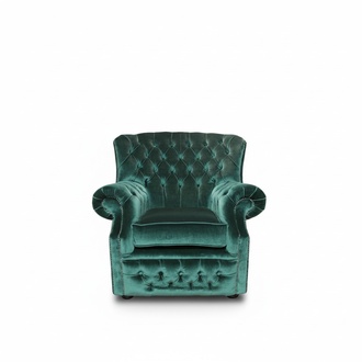Chesterfield Samt GrÃ¼n Ohrensessel 1 Sitzer Sessel Couch Sofa Fernsehsessel Neu