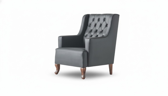 Chesterfield Sessel Schwarz 1-Sitzer Lehnsessel Leder KnÃ¶pfe Weich Holz