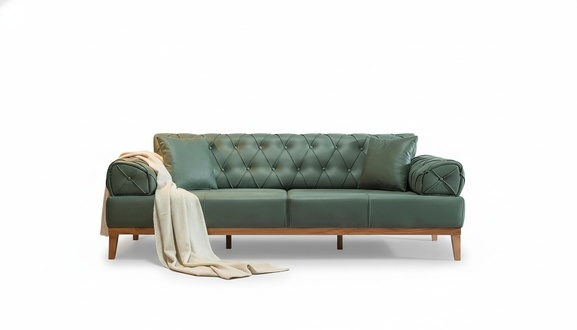 Chesterfield Sofa 3 Sitz Couchen Dreisitzer GrÃ¼n Neu Textil Holz 220cm