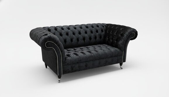 Chesterfield Sofa Fernseh Couch 2 Sitzer Luxus Textil Stoff Deko Couchen