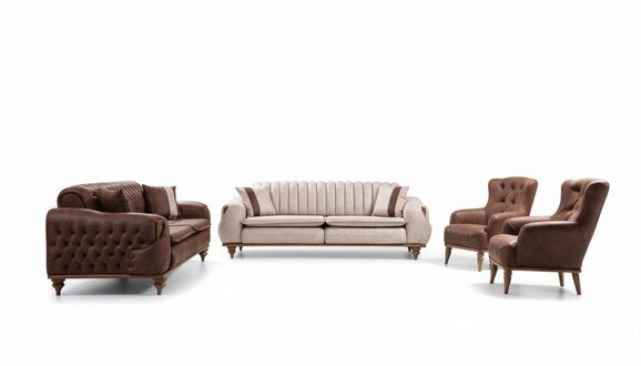 Chesterfield Sofagarnitur Couch Sitzpolster Sofa Couchen MÃ¶bel Textil