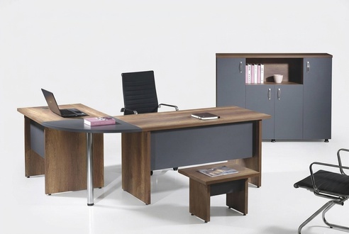 ComputermÃ¶bel Arbeitstisch BÃ¼romÃ¶bel EckbÃ¼rotisch 3tlg Holz Set Grau