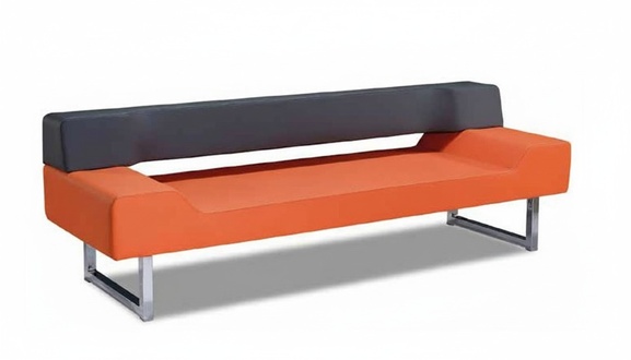 Couch Sofa 3 Sitz Orange Dreisitzer Leder Polstersofa MÃ¶bel Wartezimmer Bank