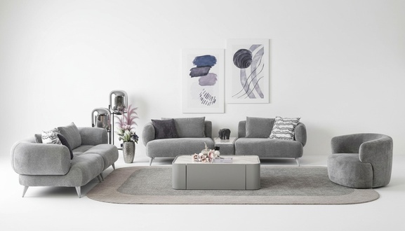 Couch Sofagarnitur 3+3+1 Sitz Grau Sofa Luxus MÃ¶bel Wohnzimmer Couchen