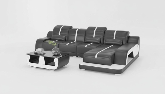 Couchen Designersofa Ecksofa Sofa L Form Schwarz Kunstleder Sofas Eck
