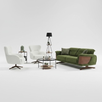 Couchgarnitur Dreisitzer Sessel GrÃ¼n Couch Stoff 3tlg Polstersofa