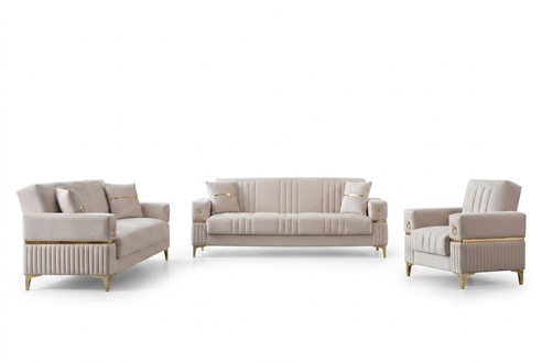 Couchgarnitur Komplette Dreisitzer Sessel Beige 3tlg Stoffsofa Couchen