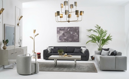 Couchgarnitur Komplette Sofa Stoffsofa Polstersofas Grau Set 3tlg