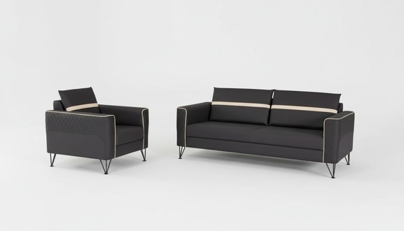Couchgarnitur PolstermÃ¶bel Dreisitzer Sessel Designer Textil MÃ¶bel 2tlg 3+1