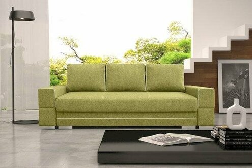 Schlafsofa Klappcouch 3-Sitzer Schlaffunktion + Bettkasten Couch GrÃ¼n Sofa