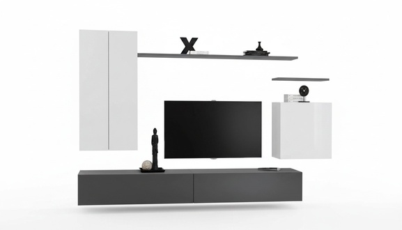 Designer Komplett Wohnzimmer Luxus Wohnwand Modern Holz Einrichtung TV Ständer
