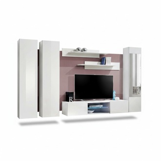 Weiß Wohnwand Wand Wandschrank Komplett Wohnzimmer Designer TV-Ständer Holz