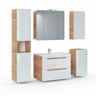 Design Badezimmer MÃ¶bel Bad 5tlg. Set Garnitur Schrank Beleuchtung