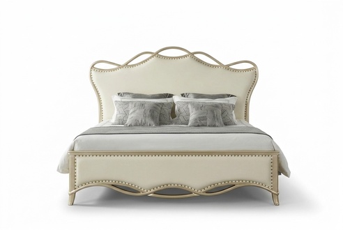 Design Bett Schlafzimmer Betten Textil Luxus Polster Sitz Beige MÃ¶bel