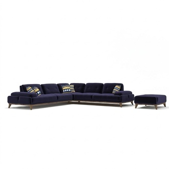 Design Blau Ecksofa L-Form Sitz PolstermÃ¶bel Wohnzimmer Couchtisch