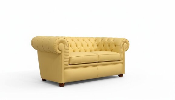 Design Chesterfield Sofa 2-Sitzer Gelb Couch Polster Leder Sofas