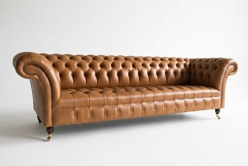 Design Chesterfield Sofagarnitur 4 Sitzer Couch Leder Polster Braun Luxus Sofa