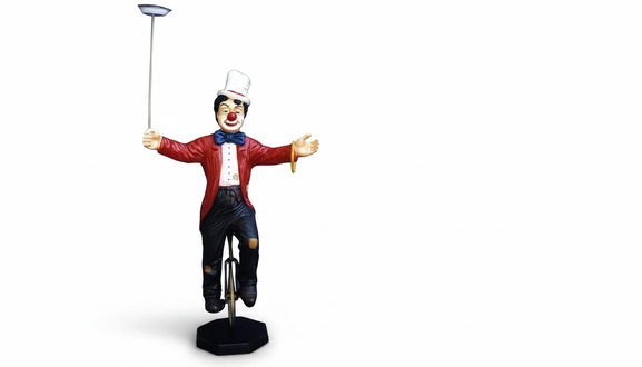 Design Clown auf Fahrrad Figur Statue Skulptur Figuren Skulpturen