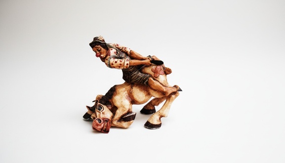 Design Clown auf Pferd Figur Statue Skulptur Figuren Skulpturen Deko