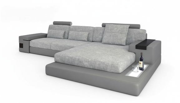 Design Ecksofa Leder L-Form Modern Style Couch PolstermÃ¶bel Wohnzimmer
