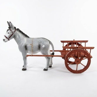 Design Esel mit Wagen Figur Garten Statue Skulptur Figuren